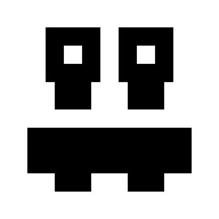 Poster - black and white pixelated face with square eyes and mouth in a minimalist digital art style design l