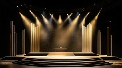 Poster - Dramatic Stage with Soft Lighting and Vertical Columns for Events and Performances