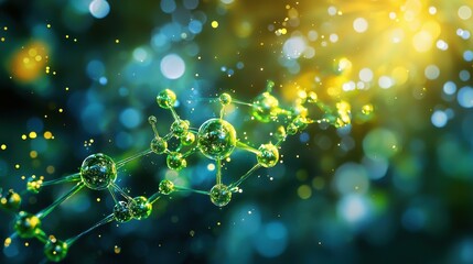 Poster - Abstract molecular structure with vibrant green tones and glowing light effects.