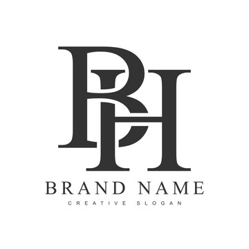 BH trendy logotype template. Initial letter b and h classic font style. Creative logo for company name or identity.