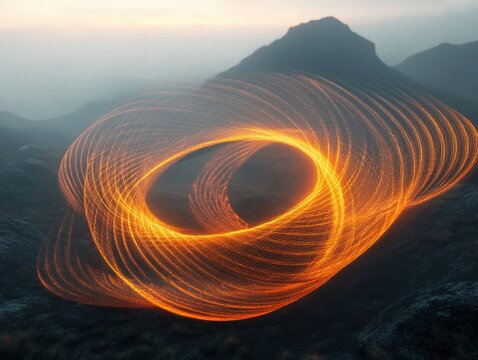 Glowing thread background with a spinning fog swirl effect