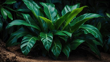 Aufkleber - Abstract floral design with tropical green leaves in a summer background