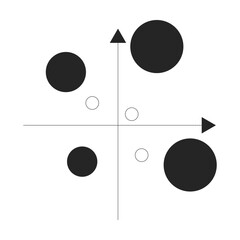 Fototapete - Bubble chart with axis 2D line object. Scattered plot infographic. Business metrics. Analytics graph. Data visualization isolated clipart vector ink outline item. Monochrome spot illustration