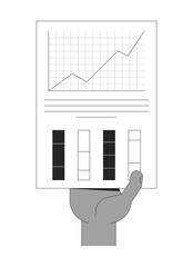 Poster - hand holding line chart and column graphs infographic report outline illustration. corporate paperwo