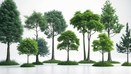 Poster - Collection of isolated trees against a white backdrop