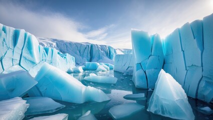 Poster - The breathtaking cracked ice formations in the stunning glacial landscape