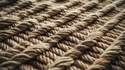 Poster - Close-up of a textured woven carpet featuring thick, looped fibers in a natural, vintage-inspired design.