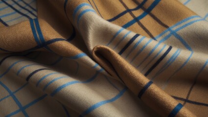 Poster - Elegant ochre and light blue woven wool fabric for men's suits