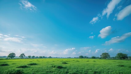 Poster - Clear blue sky with fluffy white clouds and a bright sunny atmosphere