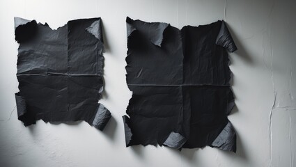 Poster - Two damaged sheets of paper attached to the wall.