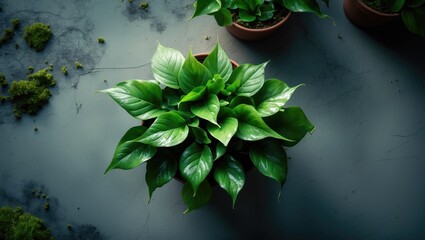 Aufkleber - Aerial view of vibrant plants in pots