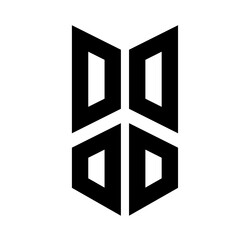 Poster - abstract geometric design featuring four stylized shapes with central openings in a symmetrical arra