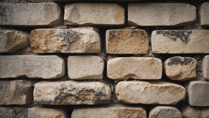 Poster - Vintage stone wall blocks with textured sandstone and limestone