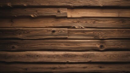Aufkleber - Alpine Chalet Style with Reclaimed Wood Log Wall Cladding in Rustic Brown Finish
