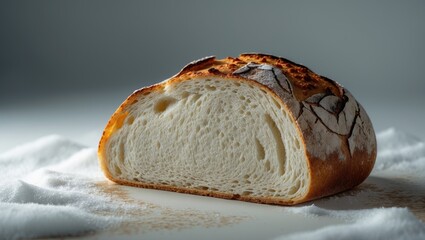 Poster - Isolated baked baguette on white background with work path