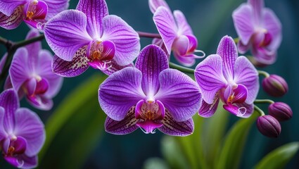 Poster - Pink Orchid Flower in Winter or Spring Day in Tropical Garden with Floral Background