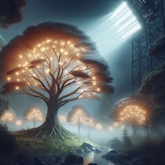 Wall Mural - Floodlights for trees and landscapes