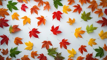 Poster - Autumn-themed card featuring vibrant falling leaves on a background