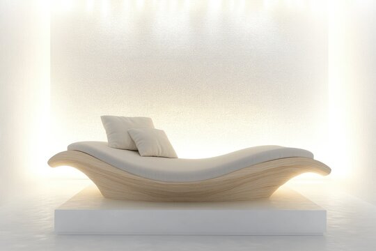 Modern, minimalist chaise lounge in a serene setting