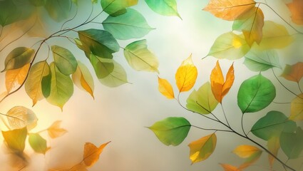 Poster - Vivid Autumn Leaves with Abstract Border Design