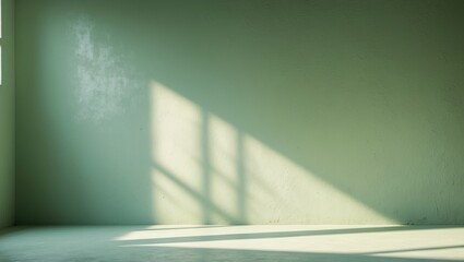 Poster - Green Background with Studio Concrete Wall and Light Shadows for Product Display