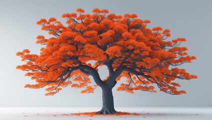 Aufkleber - Isolated autumn tree with colorful flowers on background