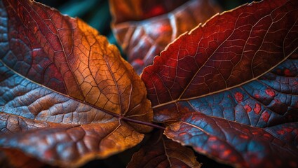 Poster - Autumn Ash Leaf: Intricate Pattern of Veins and Cells in Macro Detail