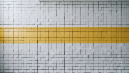 Poster - Yellow Striped Wall Texture in Mosaic Tile