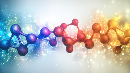 Aufkleber - vibrant molecular structure with colorful atoms and sparkling effects, representing scientific innovation and discovery. image conveys sense of wonder and exploration in field of chemistry