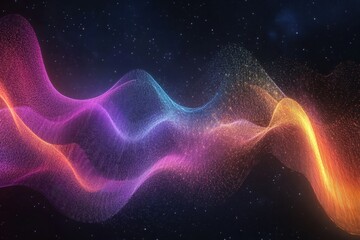Fototapete - Colorful sound waves creating a vibrant visual display in a dark space background