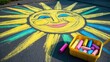 © AbstractAI - Street art featuring a sun created with chalk