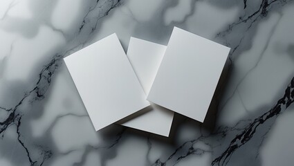 Poster - Design mockup featuring empty sheets on table in flat lay style