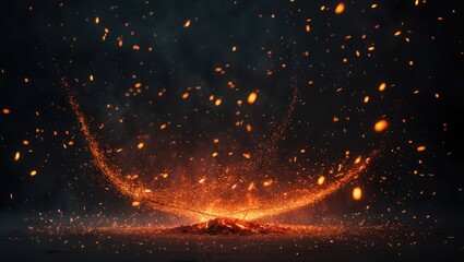 Poster - Ember sparks and fire particles against a dark background