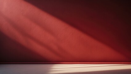 Poster - Close-up of a red textured wall with shadows and sparse background