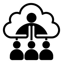 Wall Mural - cloud icon symbolizes social network communication through internet cloud computing for a group of p