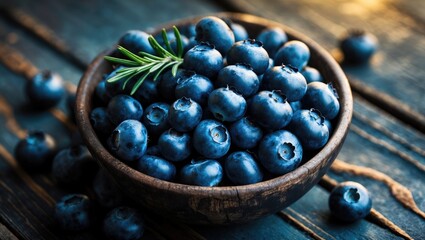 Aufkleber - Heaping bowl of ripe blueberries for healthy summer eating