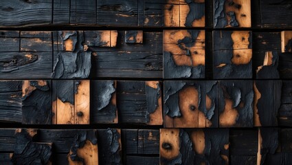 Poster - Charred wood panels for construction and design