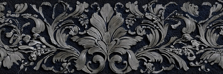 Wall Mural - Elegant damask seamless pattern with intricate floral motifs and ornate details, design, texture