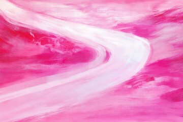 Poster - Curved pink trails flowing gracefully across a soft pink background creating a serene atmosphere, pink trails moving on pink background