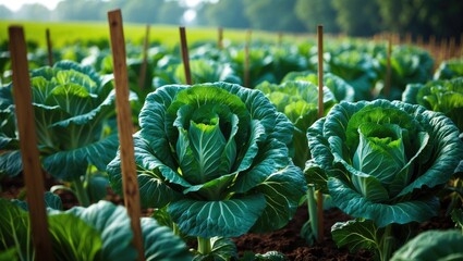 Poster - Village farm growing cabbage vegetables