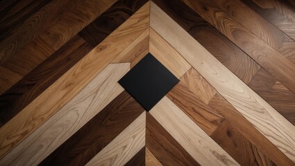 Aufkleber - Vintage brown parquet flooring with chevron design for interior decor