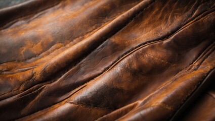 Aufkleber - Close-Up of Weathered Brown Leather Texture Background