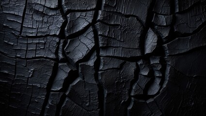 Poster - Charred wood texture on black background