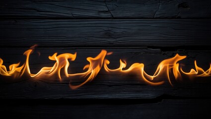 Poster - Charred wooden surface with smoke, fire, and burnt texture in a warm, dark background