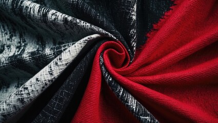 Poster - Vintage seamless textile pattern featuring abstract grunge design with woven fabric texture in black and white.