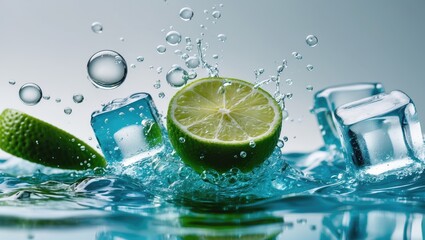 Aufkleber - Bubbles Rising in Water After Adding Lemon and Lime