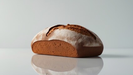 Poster - Isolated slice of brown bread on background