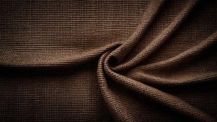 Poster - Closeup of dark brown textile background featuring wicker pattern and fabric texture