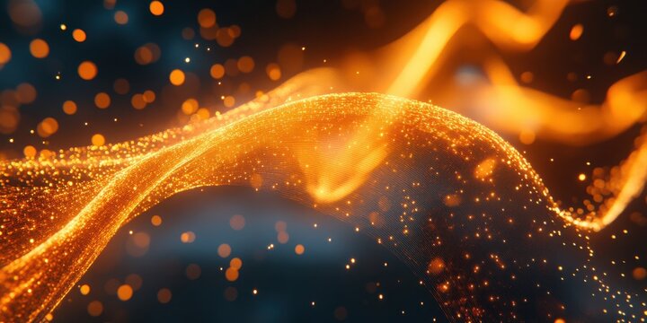 Radiant motion background with a bending glowing thread effect
