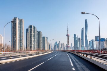Fototapete - Cityscape highway in a modern urban setting